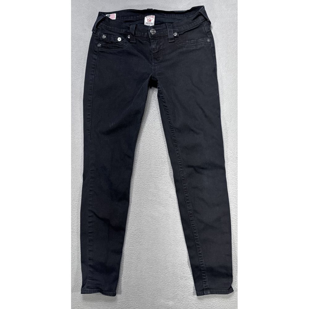 True Religion Jeans Casey Womens 29x29 Black Low Skinny Stretch Dark Wash Denim - Picture 1 of 12